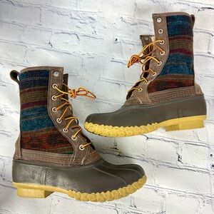 Limited Edition LL Bean Aztec Wool Print Bean Boot Shearling Lined Size 7.5 New